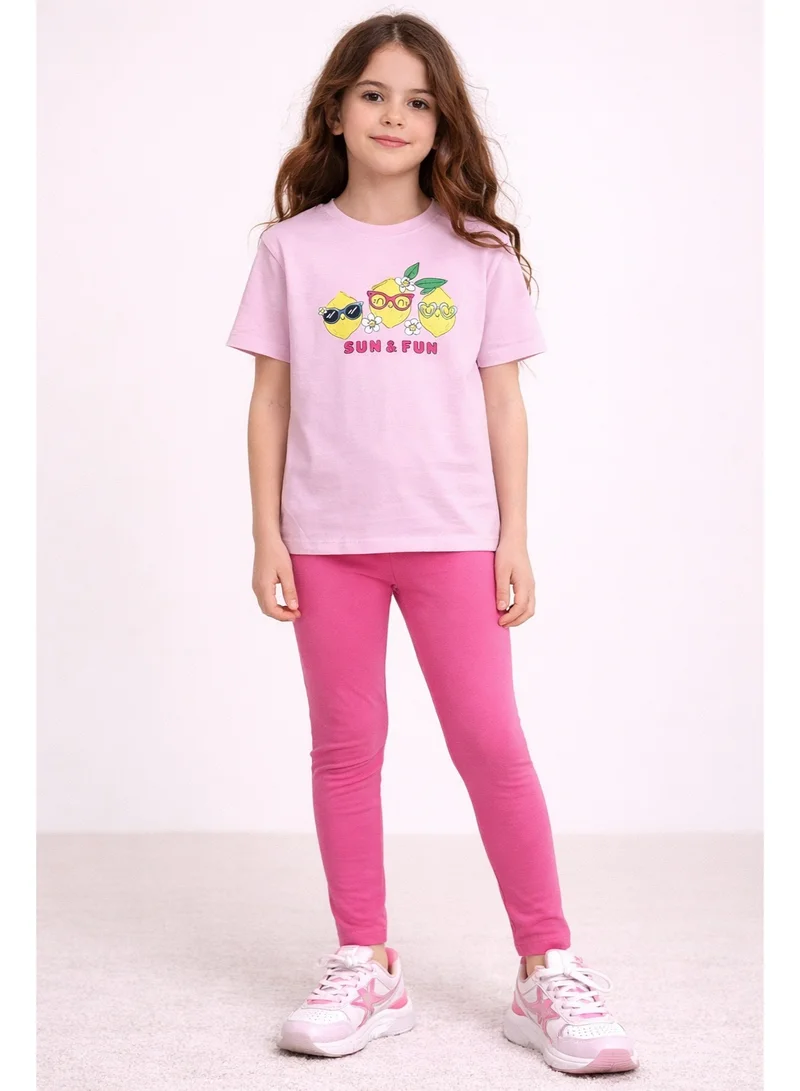 Victor And Jane Pink/Yellow Girls’ Multipack (2 Pack) – Graphic T-Shirts & Leggings Set (Basic Fit) for Women | Best Price UAE